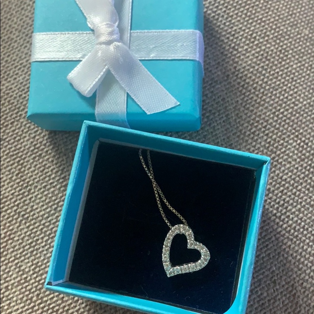 Diamond Heart Necklace Stamped 125
